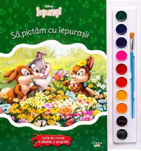 Disney Iepurasi. Sa pictam cu iepurasii. Carte de colorat cu pensula si acuarele