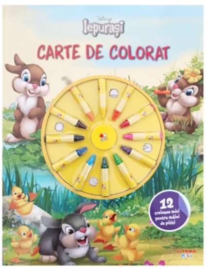 Disney. Iepurasi. Carte de colorat. 12 creioane mici pentru maini de pitici